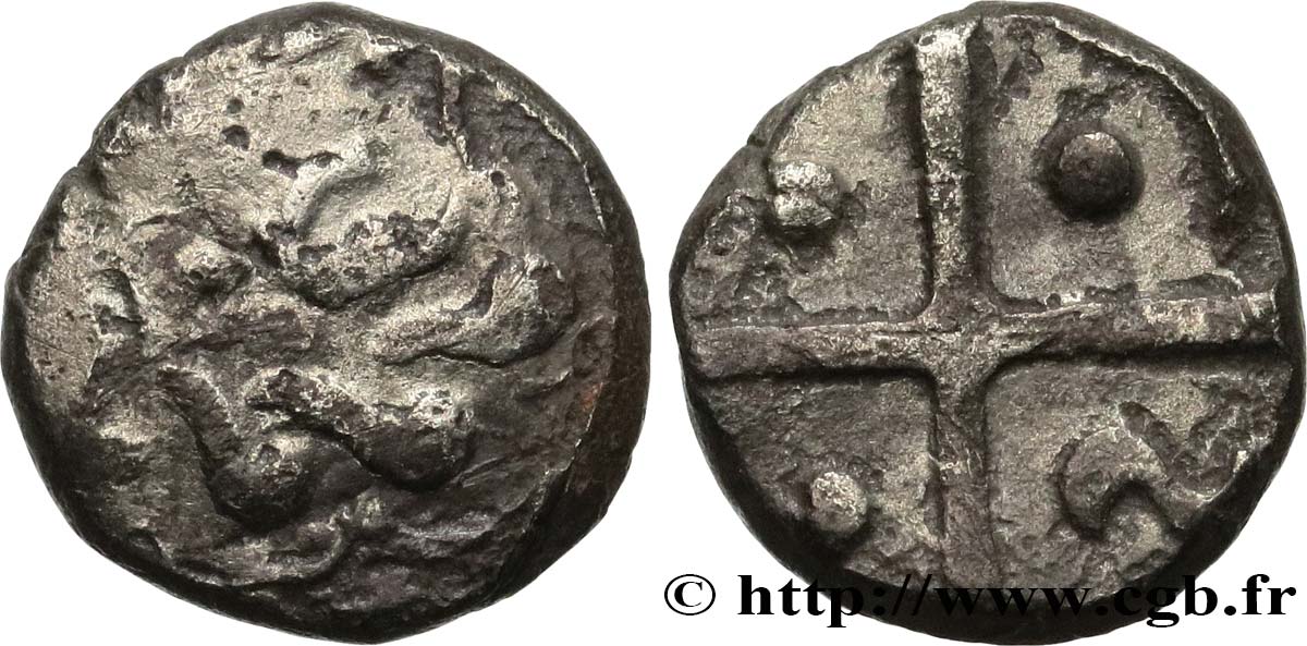 GALLIA - SUDOESTE DE LA GALLIA - NITIOBROGES (Región de Agen) Drachme aux mèches ondulées, S. 117 BC+