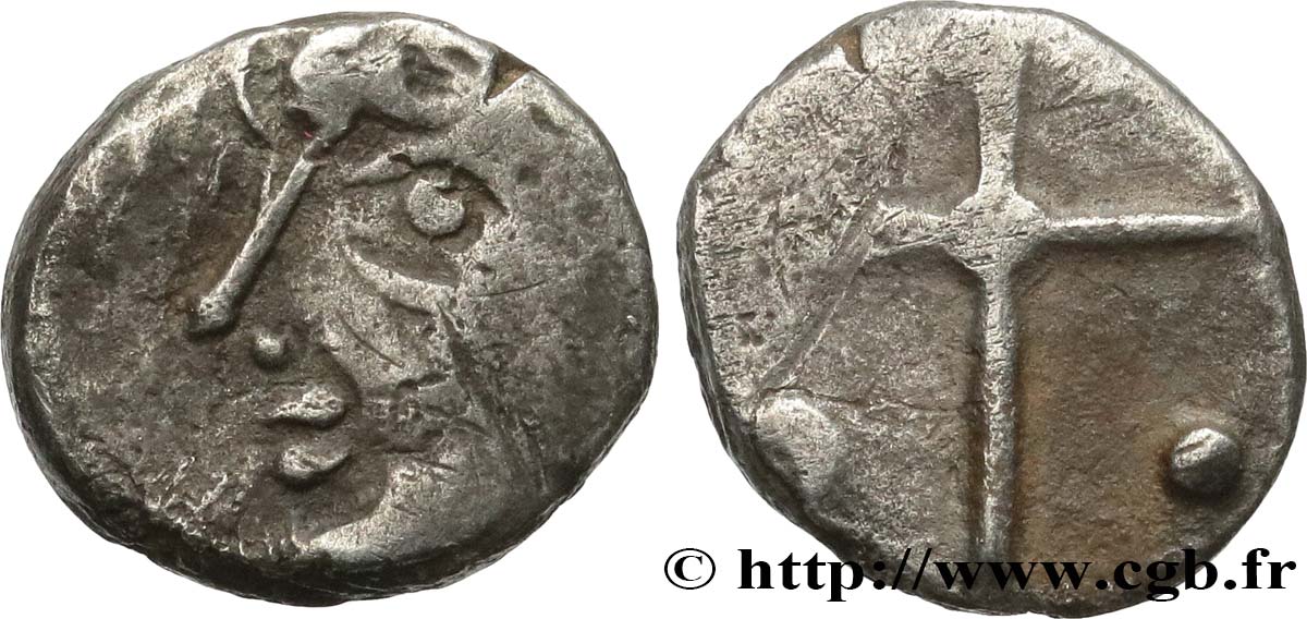 GALLIA - SUDOESTE DE LA GALLIA - NITIOBROGES (Región de Agen) Drachme aux mèches ondulées, S. 117 BC