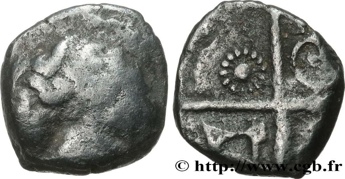 GALLIA - SOUTH WESTERN GAUL - PETROCORES / NITIOBROGES, Unspecified Drachme “au style flamboyant” / type de Goutrens, S. 158 F/XF