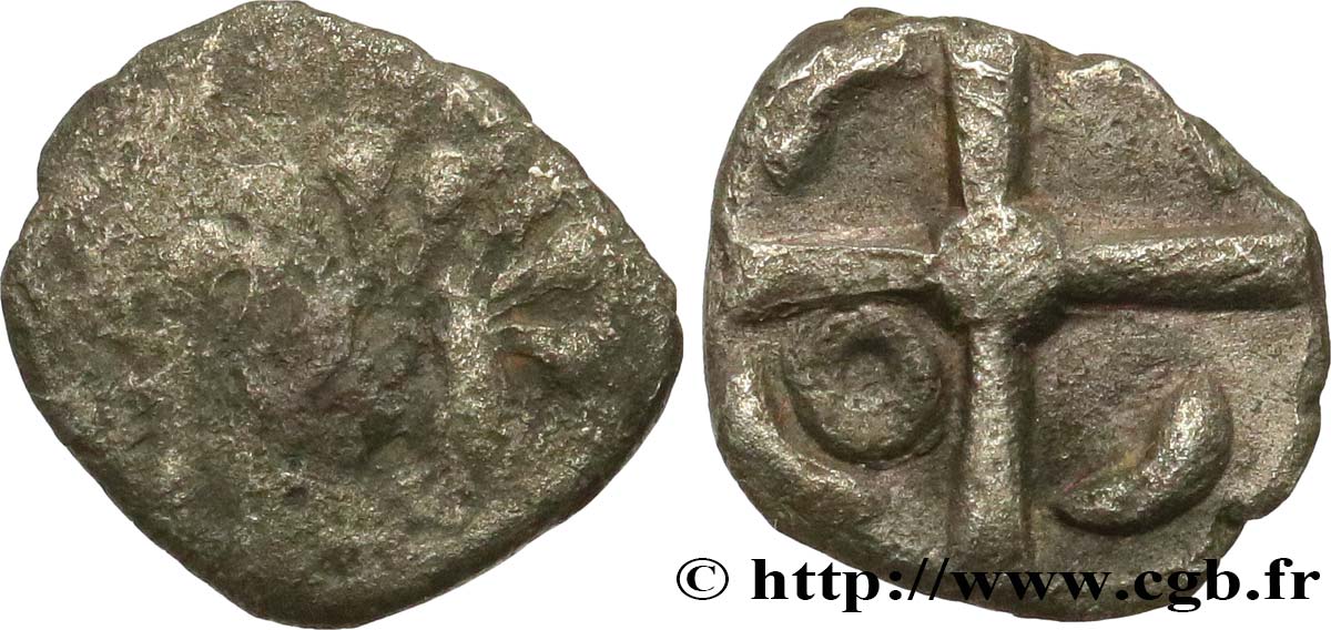 GALLIA - SUDOESTE DE LA GALLIA - NITIOBROGES (Región de Agen) Obole à la tête hirsute, S. 431 BC+