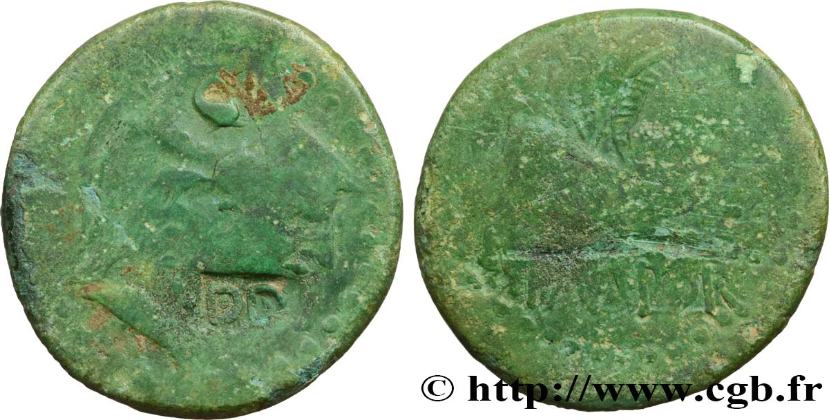HISPANIA -INDIGETES - EMPORIA / UNTIKESKEN (Provincia de Gerona - Ampurias) Unité de bronze ou as, légende latine BC+/BC