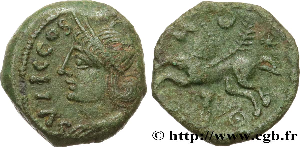 VELIOCASSES (Regione di Normandia) Bronze SVTICOS, classe III à la tête casquée q.SPL/BB