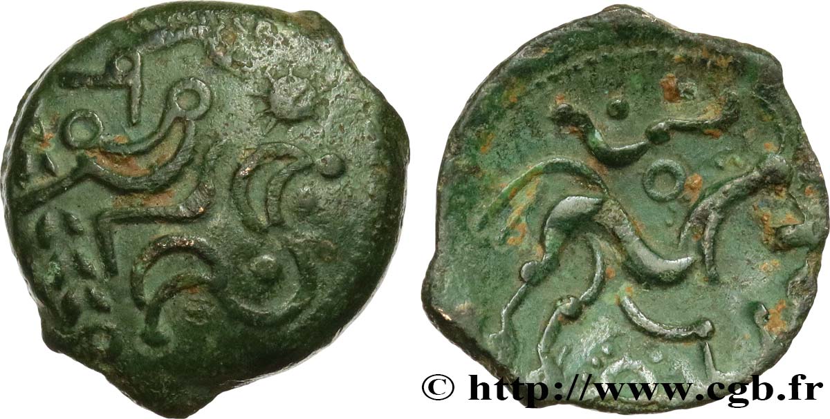 GALLIA - AULERCI EBUROVICES (Area of Évreux) Bronze au cheval, dérivé de types belges AU/XF