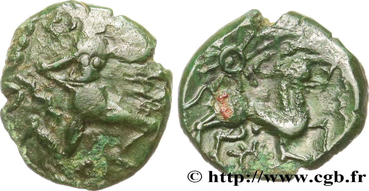 GALLIEN - BELGICA - BELLOVACI (Region die Beauvais) Bronze au personnage courant SS