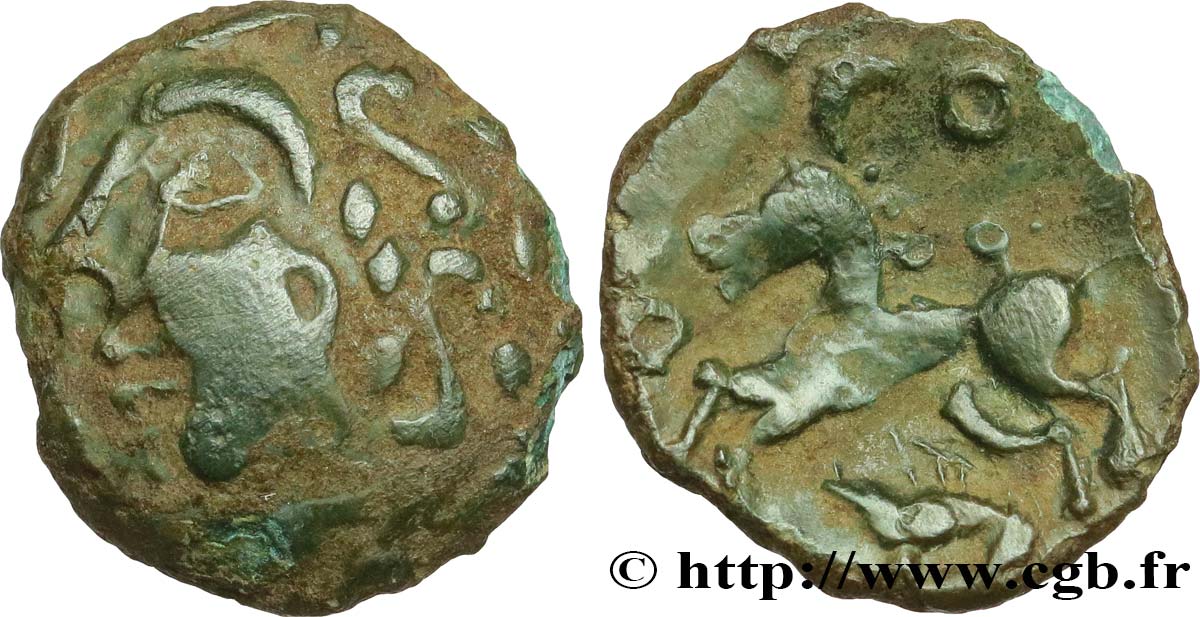 GALLIEN - AULERCI EBUROVICES (Region die Évreux) Bronze au cheval et au sanglier fSS