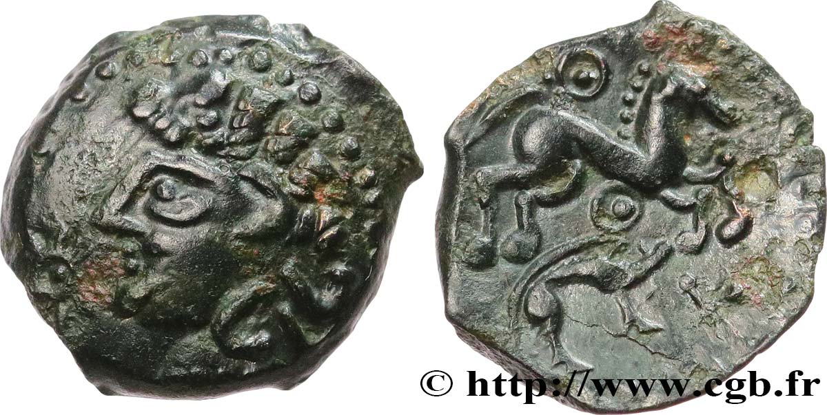 GALLIA - AULERCI EBUROVICES (Región d Evreux) Bronze au cheval et au sanglier EBC