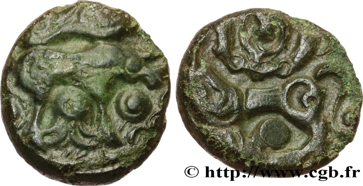 GALLIA BELGICA - AMBIANI (Regione di Amiens) Bronze aux boeufs adossés q.SPL