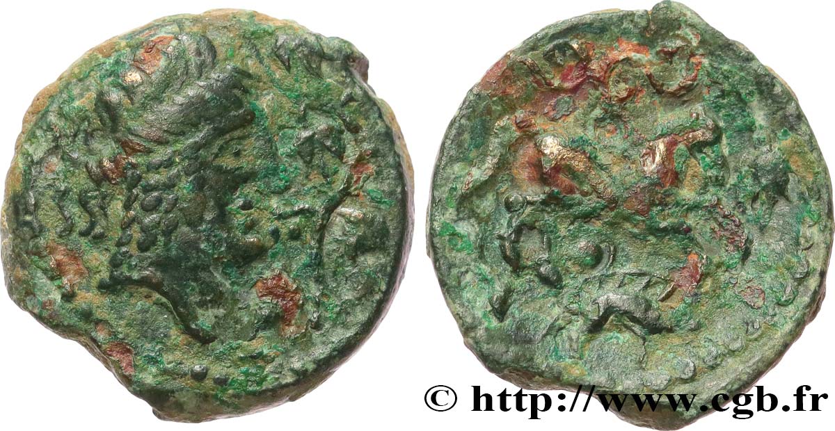 GALLIA - AULERCI EBUROVICES (Area of Évreux) Bronze à la tête d’Apollon et à la treille de vigne AU/XF