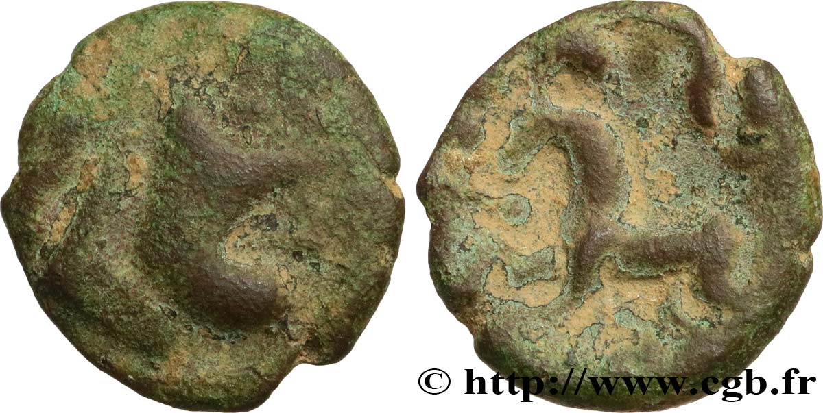 GALLIA BELGICA - AMBIANI (Regione di Amiens) Bronze au cheval, BN 8430 q.BB