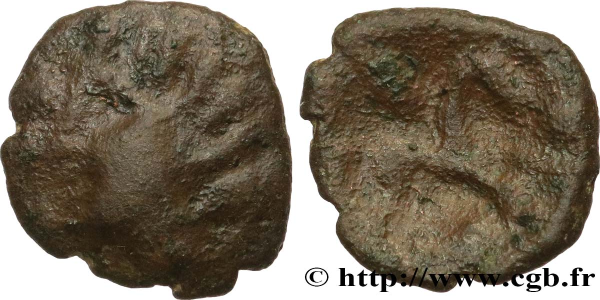 GALLIA BELGICA - AMBIANI (Regione di Amiens) Bronze à la tête humaine et au cheval q.BB
