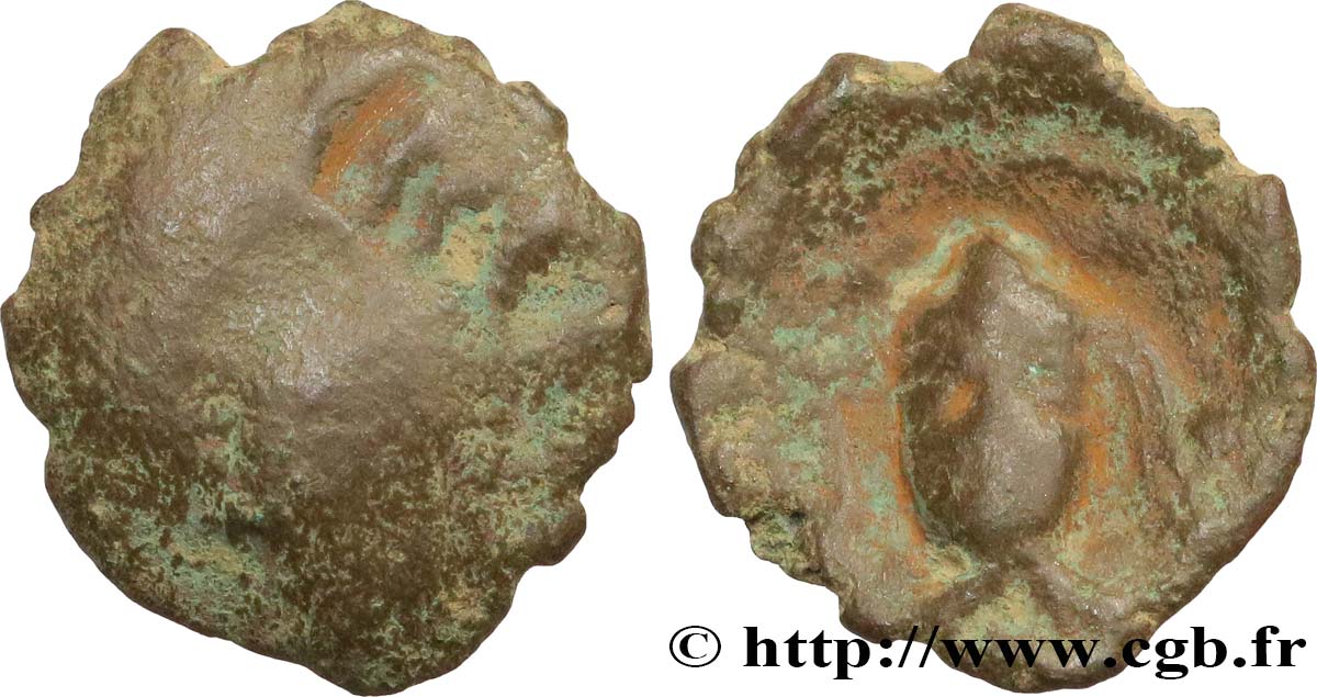 GALLIA BELGICA - AMBIANI (Area of Amiens) Bronze à la tête de face, BN. 8405 VF