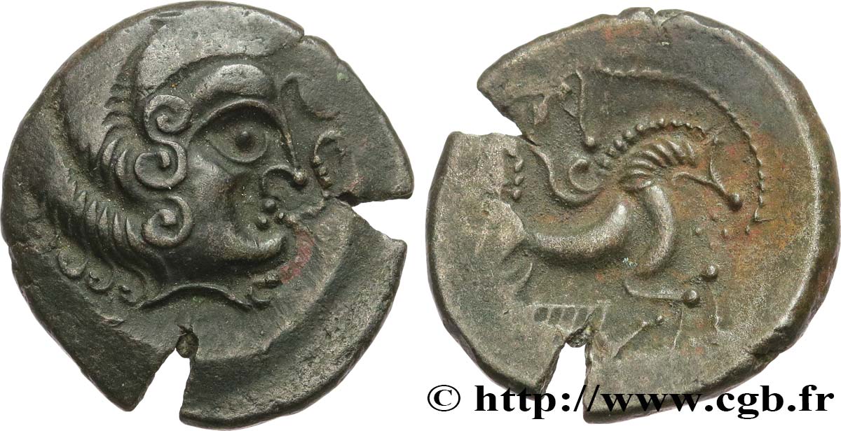 GALLIEN - ARMORICA - CORIOSOLITÆ (Region die Corseul, Cotes d Armor) Statère de billon, classe II au nez pointé fVZ/SS