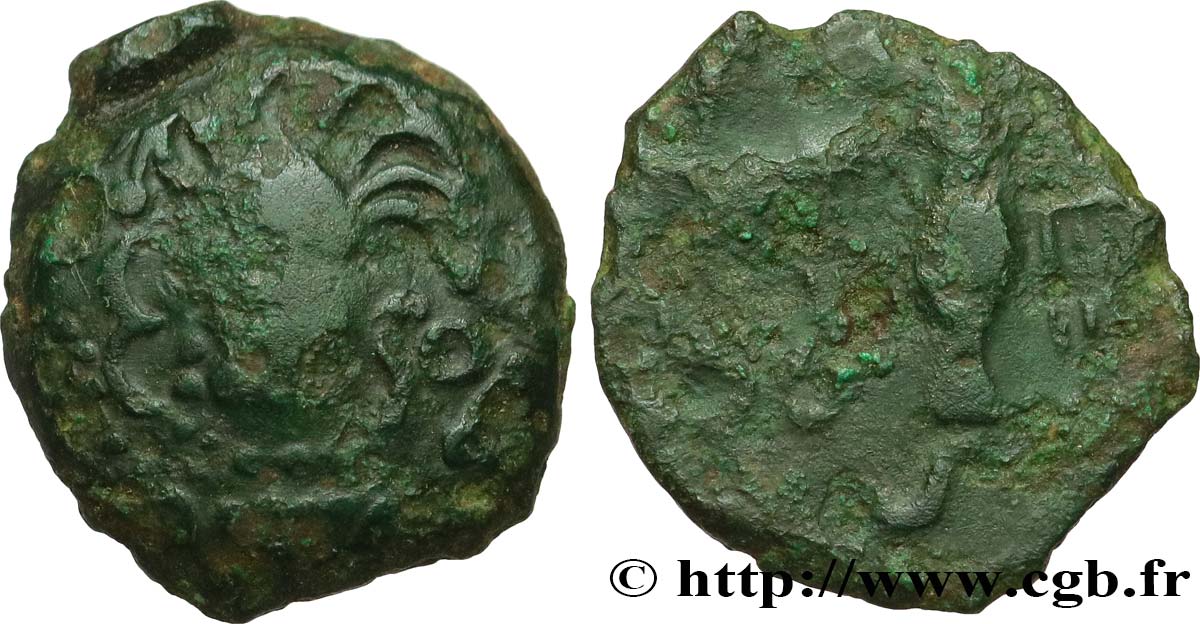 GALLIA BELGICA - MELDI (Región de Meaux) Bronze à l’aigle et au sanglier, classe I BC+/BC