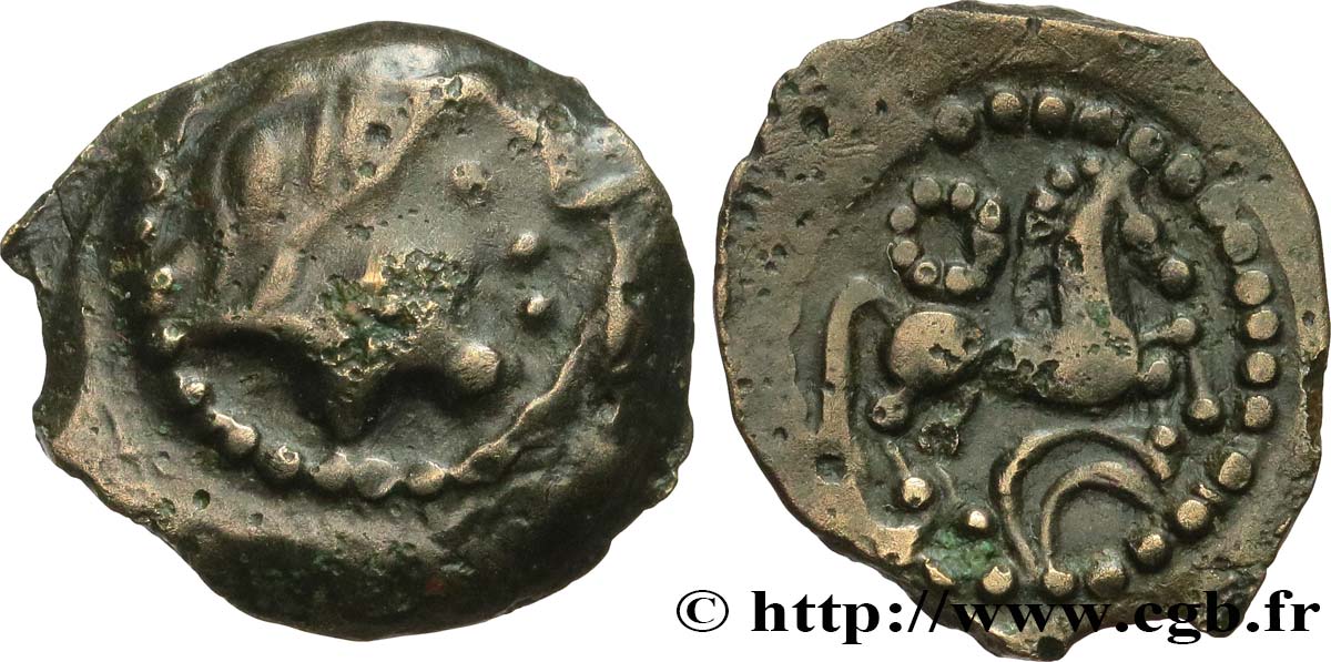 BITURIGES CUBES / CENTRE-OUEST, INCERTAINES Bronze au cheval, BN. 4298 TTB+