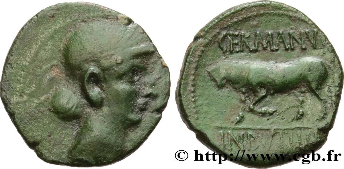 GALLIEN - BELGICA - REMI (Region die Reims) Bronze GERMANVS INDVTILLI au taureau (Quadrans) fSS/fVZ