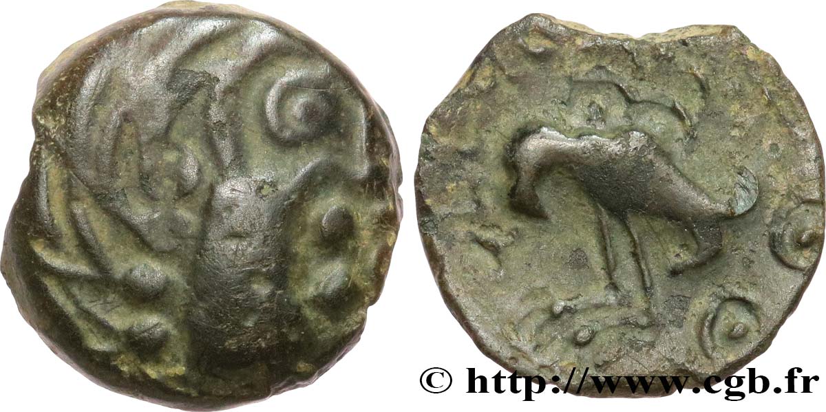 GALLIEN - SENONES (Region die Sens) Bronze INS à l’oiseau et au vase, classe VIII fSS