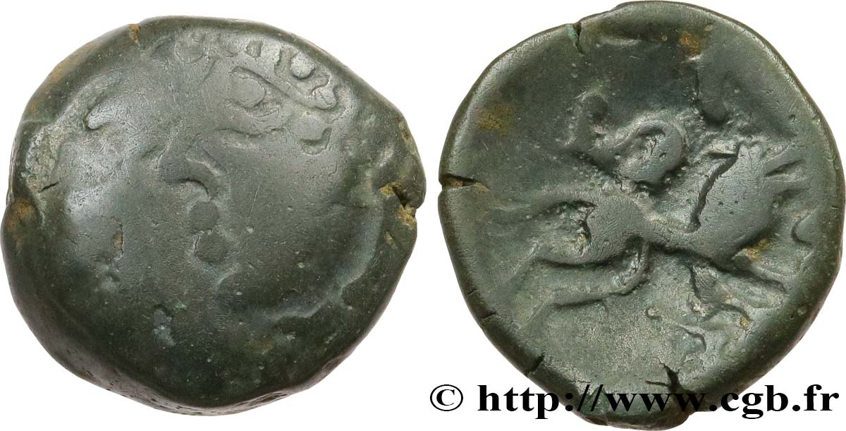 GALLIA - ANDECAVI (Region die Angers) Bronze VALETIA à la tête casquée et au lion S