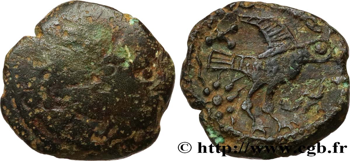 GALLIA BELGICA - BELLOVACI (Area of Beauvais) Bronze au coq, “type de Bracquemont”, revers inédit F/XF