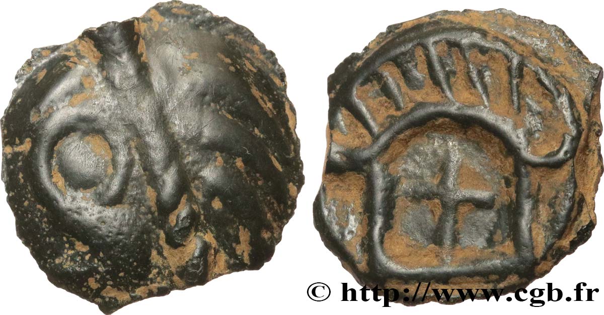 LEUQUES (Région de Toul) Potin à la tête d’indien, classe Ig2 TTB