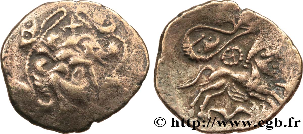 GALLIA - ARMORICA - OSISMII (REgione di Carhaix - Finistère) Statère dit “au personnage recroquevillé”, var. 8 au cheval à droite q.BB
