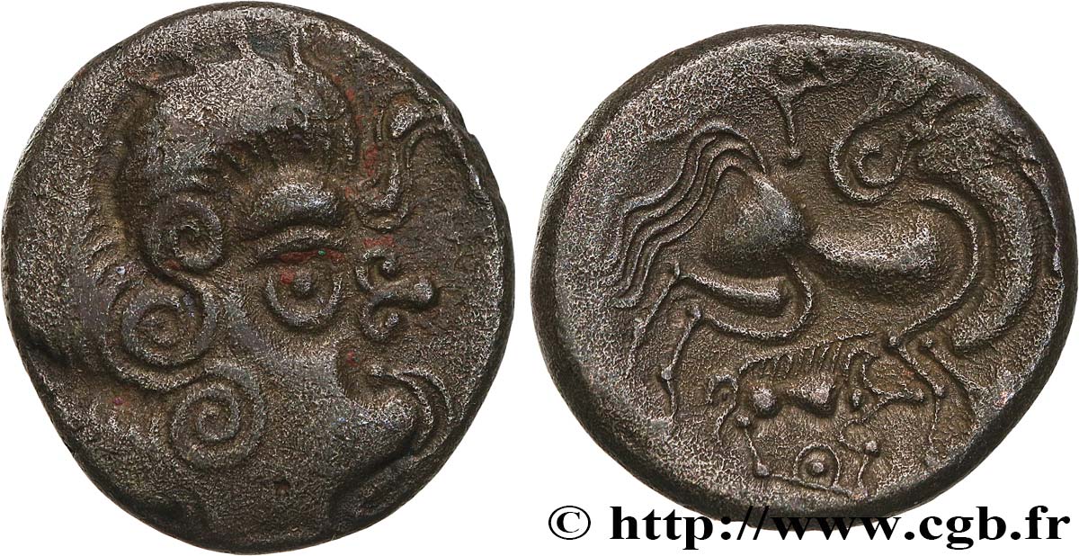 GALLIEN - ARMORICA - CORIOSOLITÆ (Region die Corseul, Cotes d Armor) Statère de billon, classe III au nez en epsilon fVZ