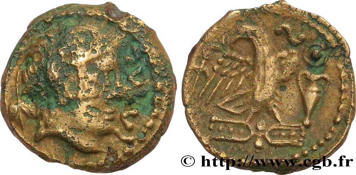 GALLIA - CARNUTES (Región de la Beauce) Bronze CATAL à l’aigle et à l’amphore BC+/MBC