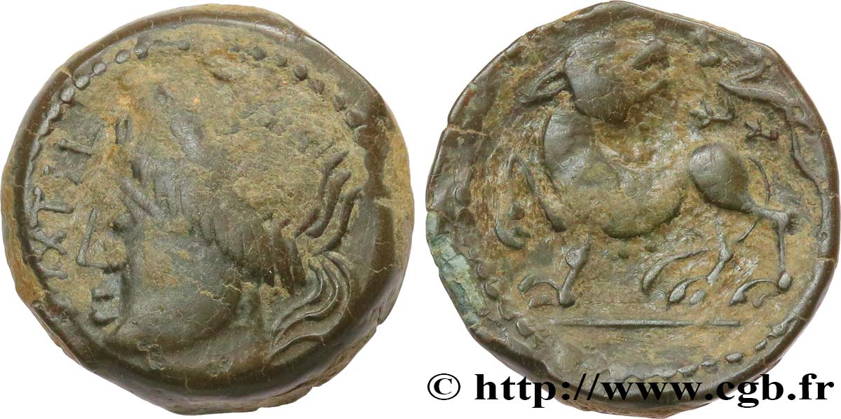 GALLIA - CARNUTES (Beauce area) Bronze PIXTILOS classe II à la louve et au lézard XF