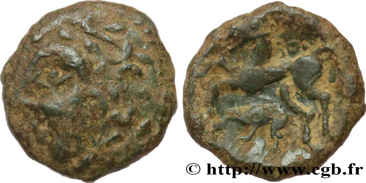 GALLIA - AULERCI EBUROVICES (Región d Evreux) Bronze au cheval et au sanglier BC