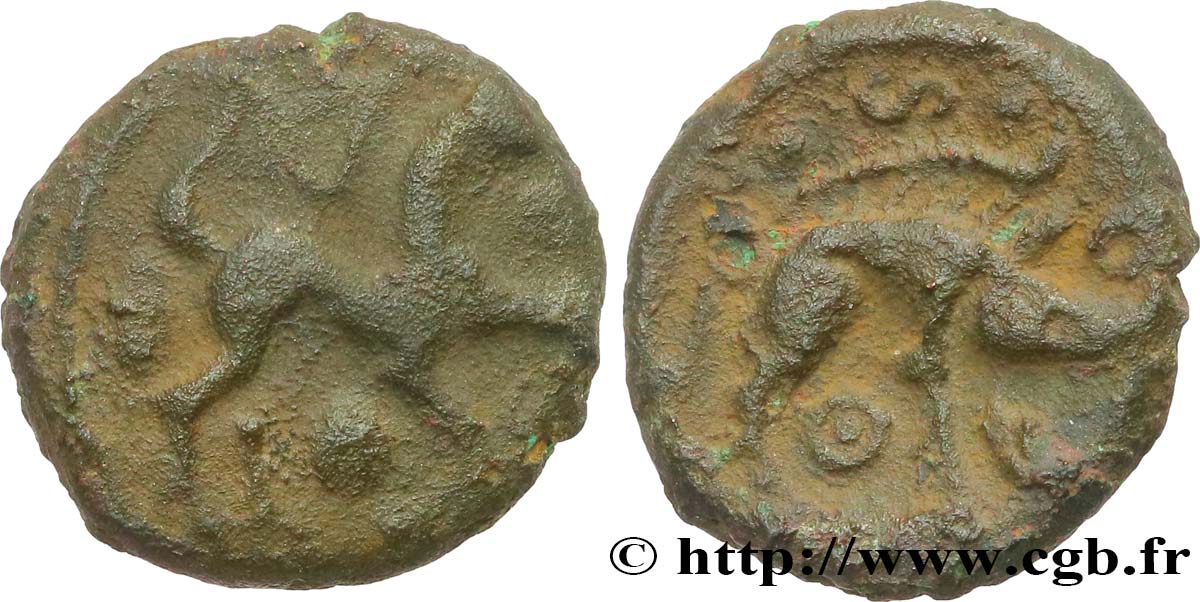 AMBIENS (Région d Amiens) Bronze au cheval et au sanglier, “type des dépôts d’Amiens” TB+