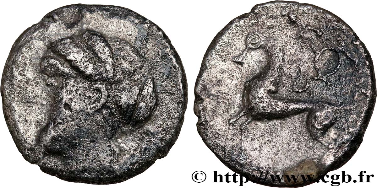 IMITATION EMPORITAINE known as of the  Treasury of Bridiers  Drachme à la victoire, imitation d’Emporia VF/VF