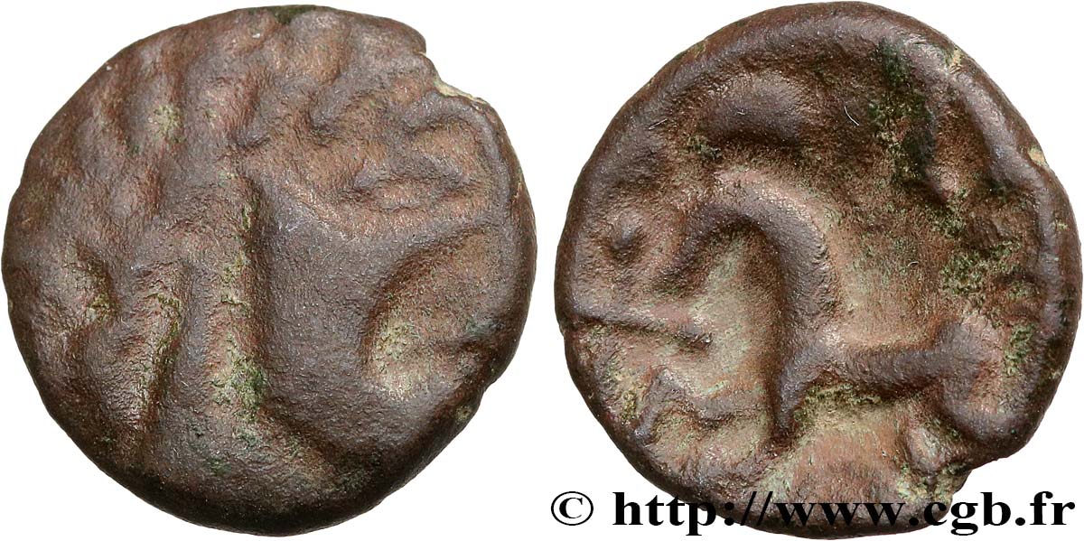 GALLIA BELGICA - AMBIANI (Regione di Amiens) Bronze au cheval, BN 8430 q.BB