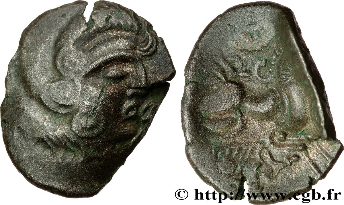 GALLIEN - ARMORICA - CORIOSOLITÆ (Region die Corseul, Cotes d Armor) Statère de billon, classe II au nez pointé fSS