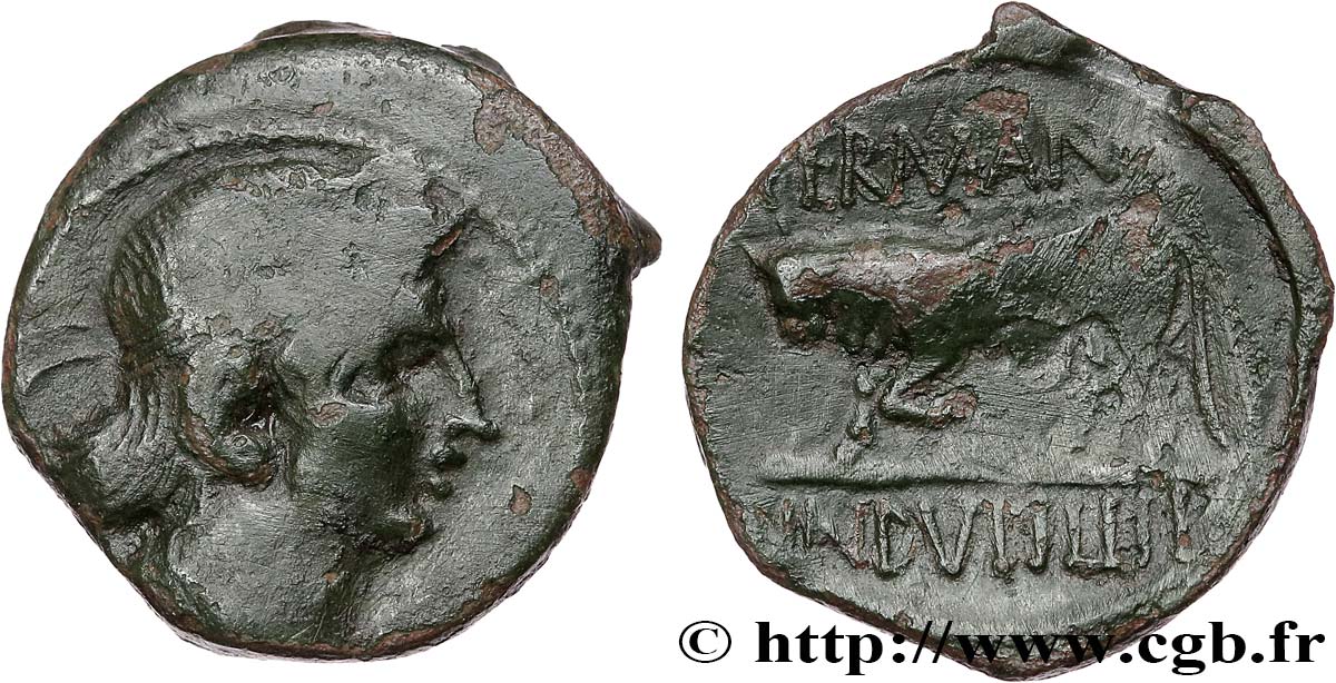 GALLIEN - BELGICA - REMI (Region die Reims) Bronze GERMANVS INDVTILLI au taureau (Semis) SS/fVZ