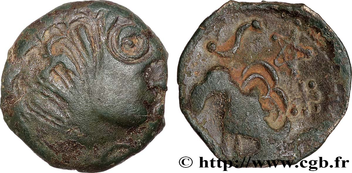 GALLIEN - SENONES (Region die Sens) Bronze INS à l’oiseau et au vase, classe VIII fSS/SS