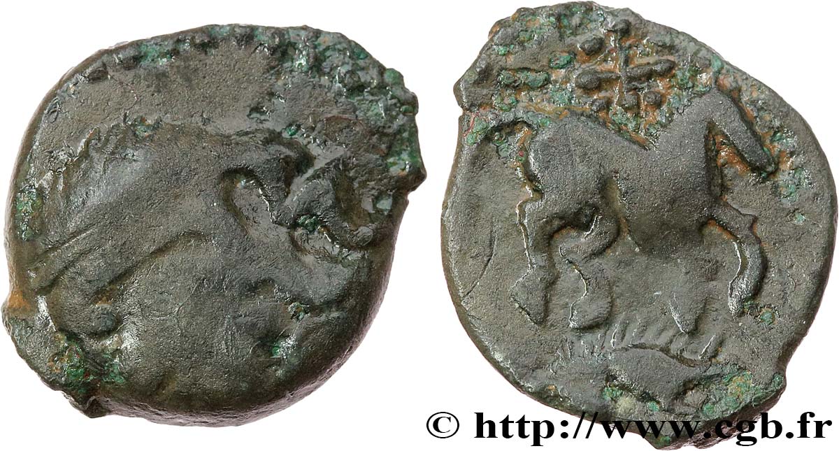 GALLIA - CARNUTES (Región de la Beauce) Bronze au cheval et au sanglier BC/MBC