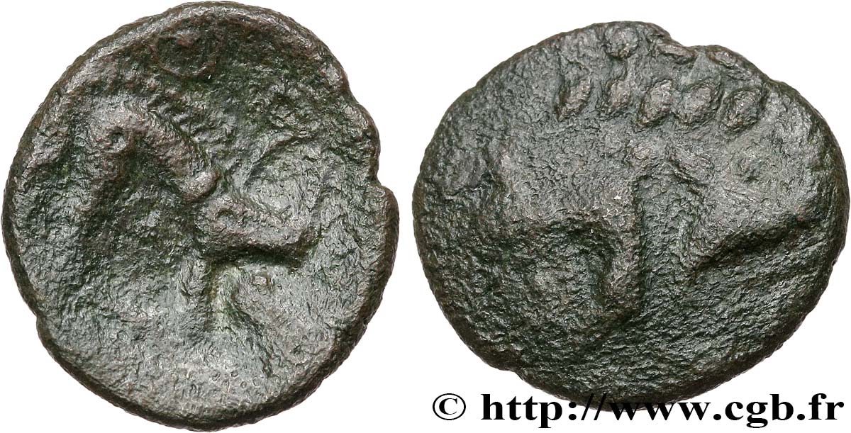 GALLIA - AULERCI EBUROVICES (Región d Evreux) Bronze aux animaux affrontés BC