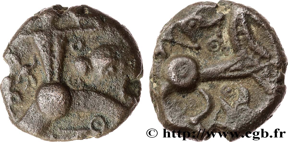 GALLIA BELGICA - BELLOVACI (Area of Beauvais) Bronze au personnage courant et au cavalier XF