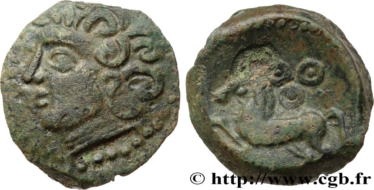 GALLIEN - BITURIGES CUBI (Region die Bourges) Bronze ABVDOS aux trois annelets pointés fVZ/SS