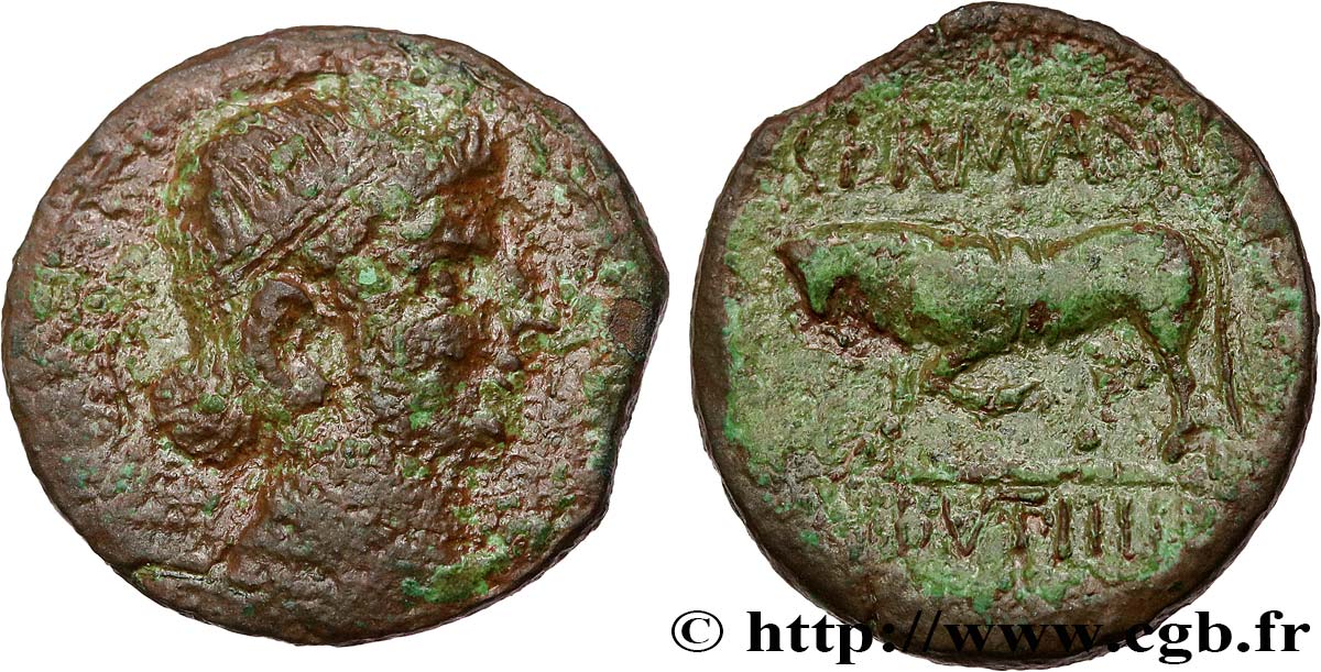 RÈMES (Région de Reims) Bronze GERMANVS INDVTILLI au taureau (Quadrans) TB+