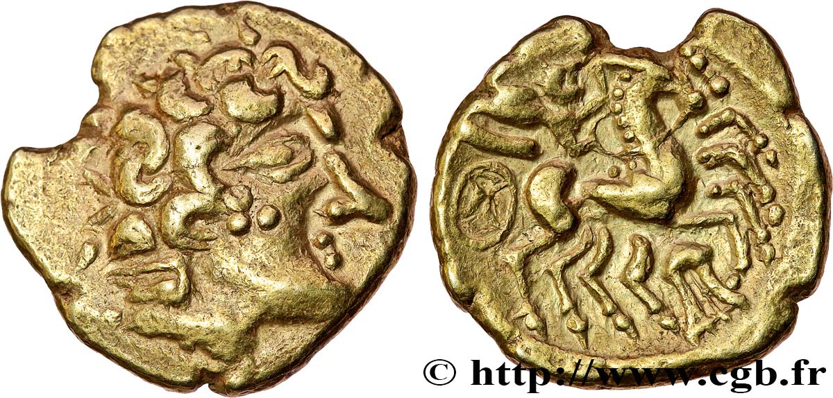 CARNUTES (Région de la Beauce) Statère à la joue lisse et à la lyre, stylisé TTB+