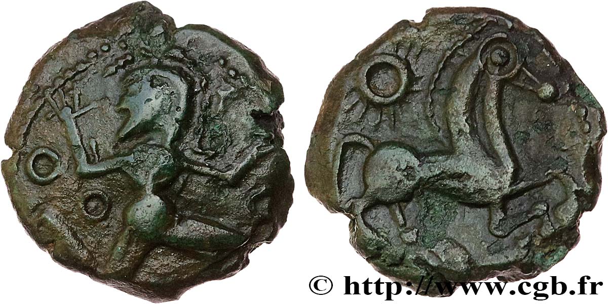 GALLIEN - BELGICA - BELLOVACI (Region die Beauvais) Bronze au personnage courant, à l’astre SS/fVZ