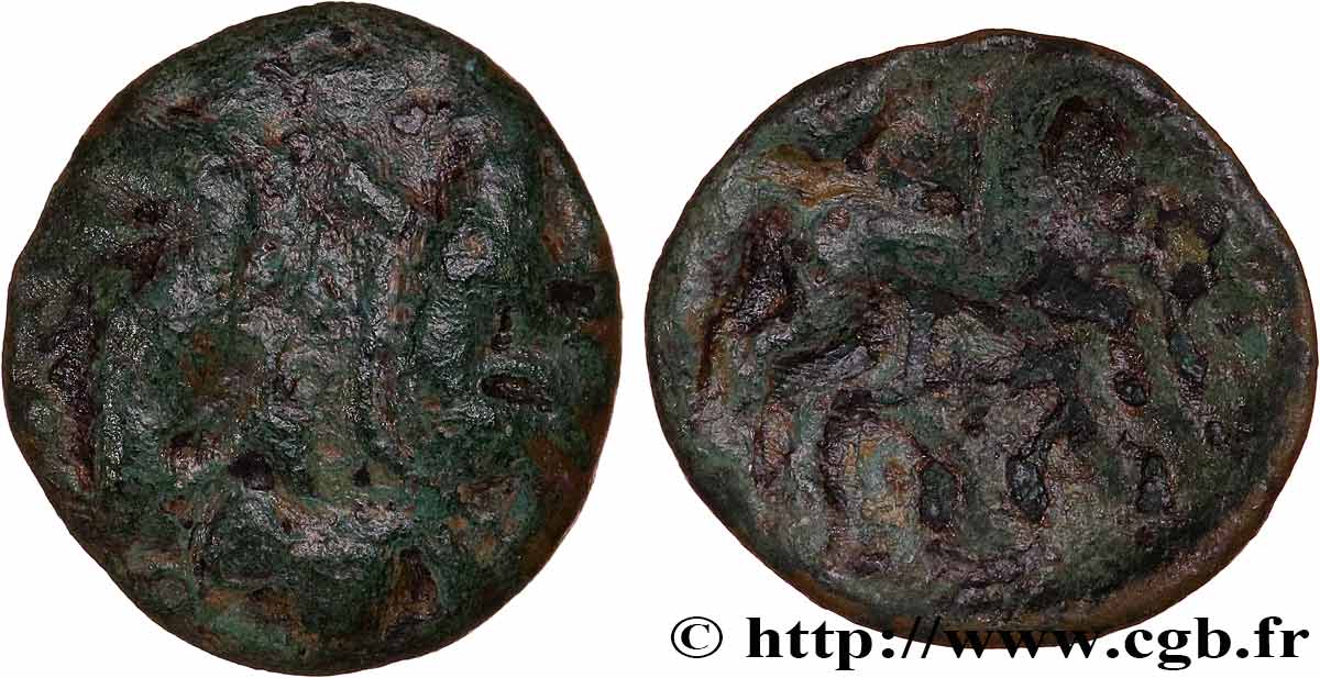GALLIA BELGICA - AMBIANI (Región de Amiens) Bronze aux sangliers affrontés BC