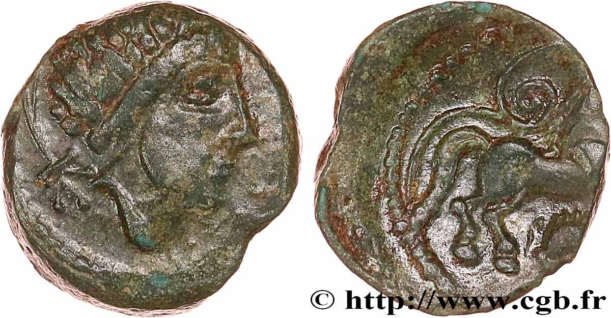 GALLIA - CARNUTES (Regione della Beauce) Bronze PIXTILOS classe X au cheval et au sanglier q.SPL
