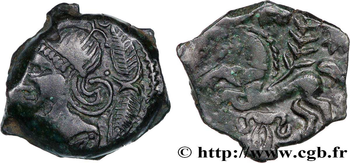 VÉLIOCASSES (Région du Vexin normand) Bronze SVTICOS, classe III à la tête casquée TTB+
