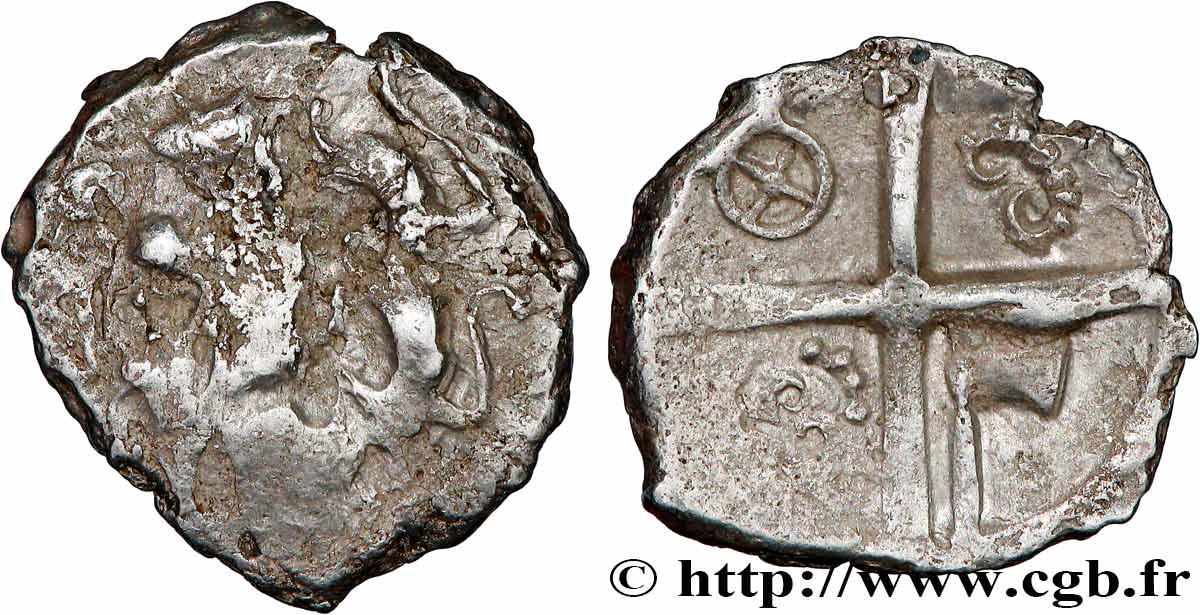 GALLIA - SUDOESTE DE LA GALLIA - PETROCORII (Región de Perigueux) Drachme  type de Belvès  S.227 BC/MBC