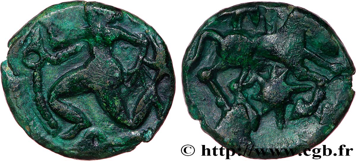 GALLIEN - BELGICA - BELLOVACI (Region die Beauvais) Bronze au personnage courant à gauche SS