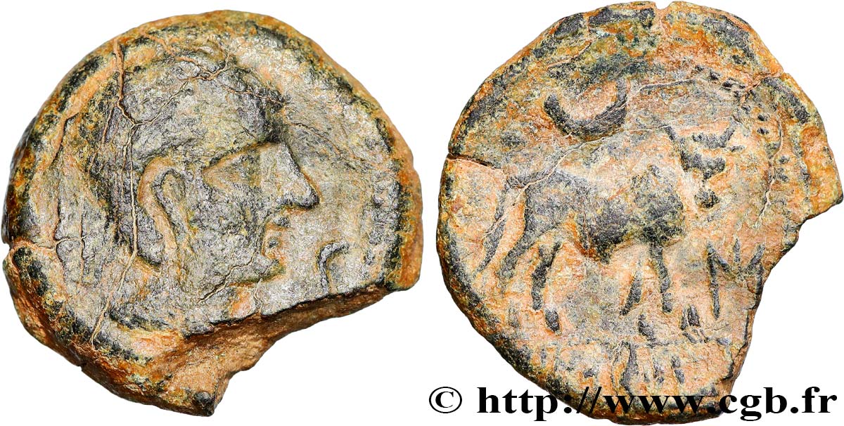 HISPANIA - CASTULO/KASTILO (Province de Jaen/Calzona) Unité de bronze ou semis au taureau TTB