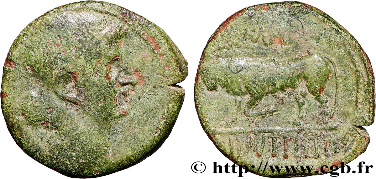 GALLIA BELGICA - REMI (Regione di Reims) Bronze GERMANVS INDVTILLI au taureau (Quadrans) q.BB