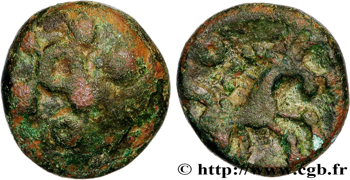 SUESSIONS (région de Soissons) Bronze au damier, “type de Villeneuve-Saint-Germain” TB/TTB