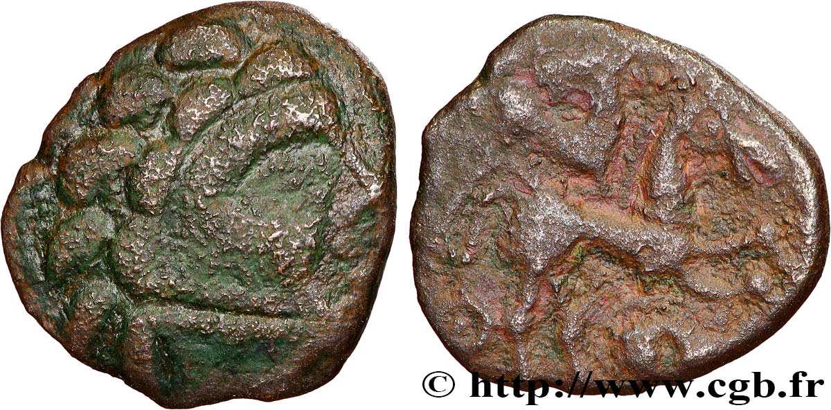GALLIA BELGICA - AMBIANI (Area of Amiens) Bronze au cheval et au sanglier, DT. 381 XF
